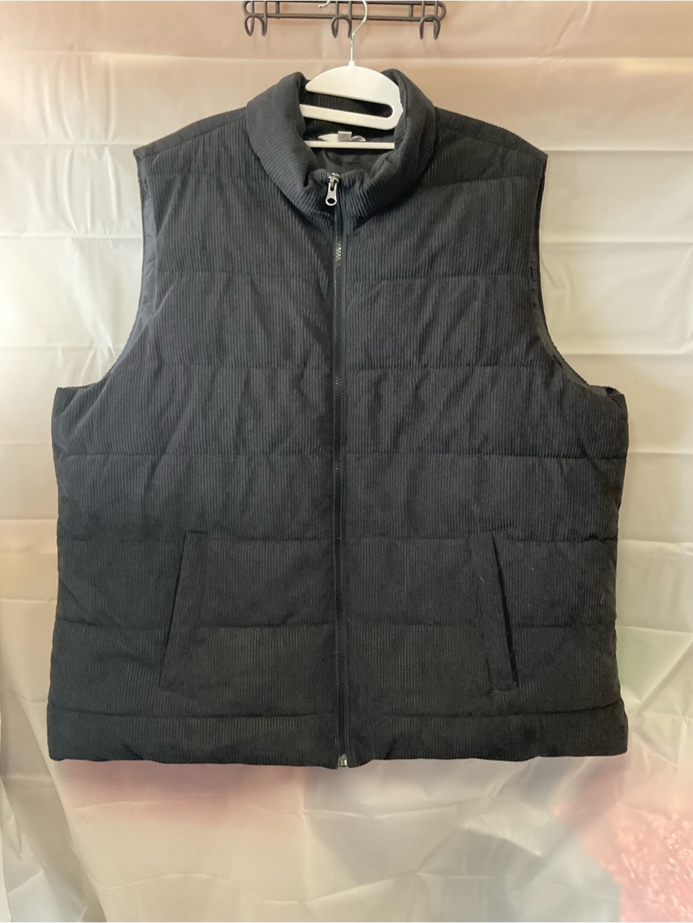 Time and Tru Black Quilted Corduroy Puffer Vest